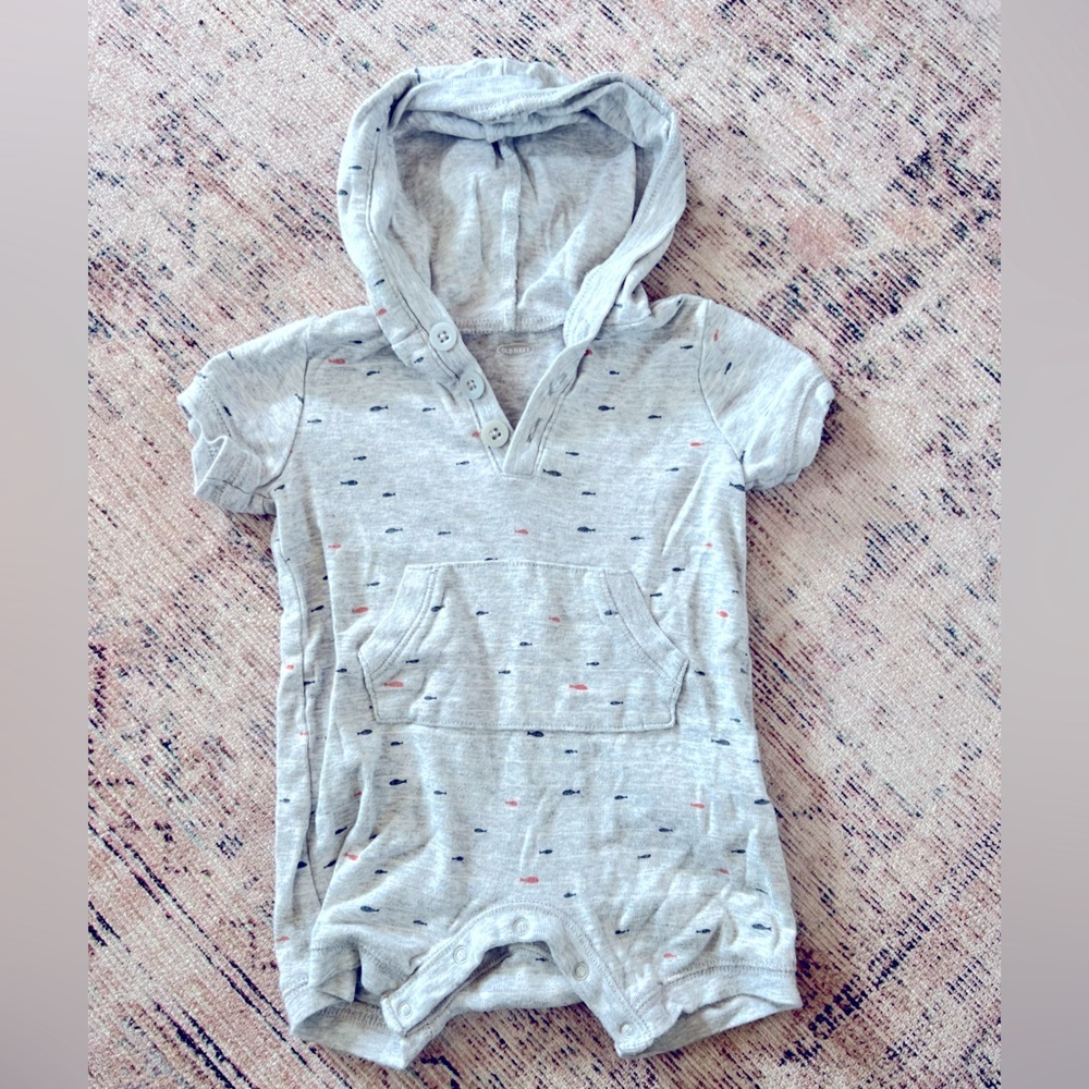 Old Navy Gray Hooded Bodysuit One Piece